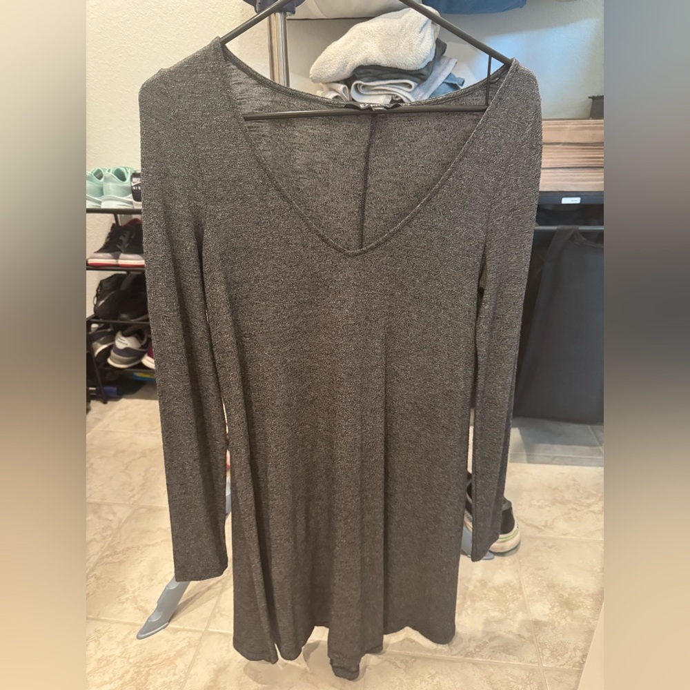 Express Charcoal Long Sleeve Dress